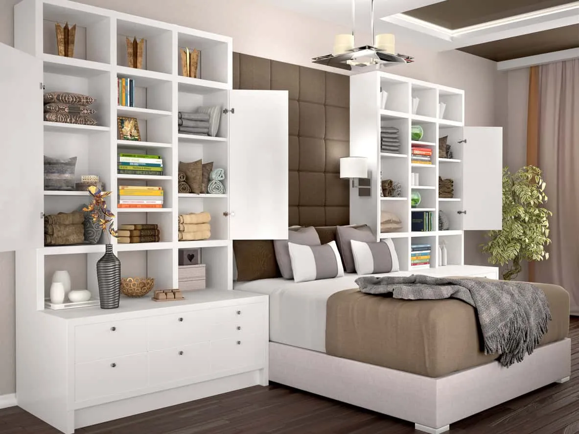 A small and organized bedroom